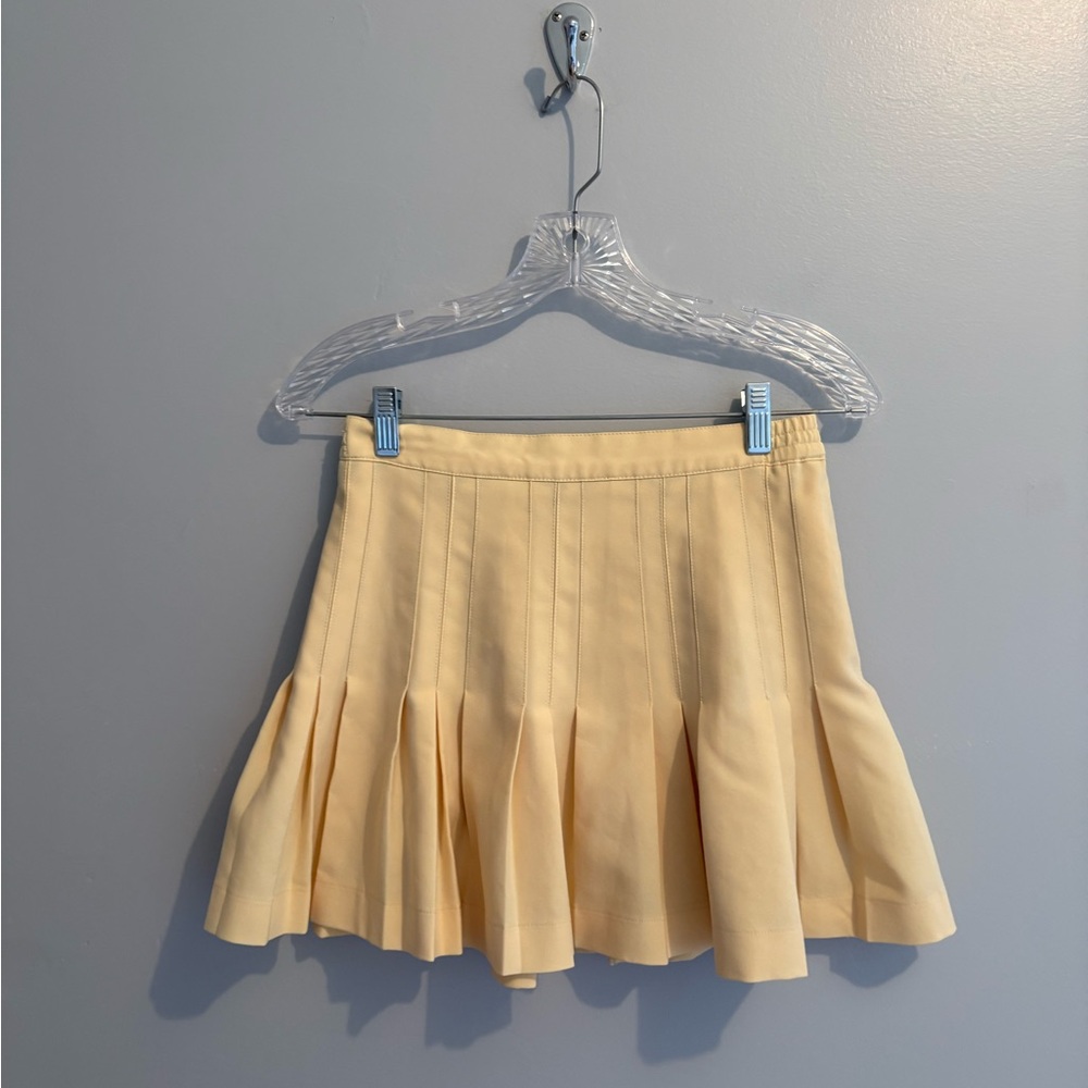Vintage Lizsport Women Size 2 Butter Yellow Pleated Tennis Skirt Mini 26" Waist - Picture 5 of 16
